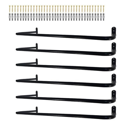 Kit 6 Cabideiros 1 Metro Aço Alta Resistência Roupas Arara Fixa Parede Casa Loja