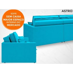 Sofá Astro 2,60M Sem Caixa, Retrátil e Reclinável Velosuede Turquesa - Netsofás - 3