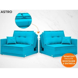 Sofá Astro 2,60M Sem Caixa, Retrátil e Reclinável Velosuede Turquesa - Netsofás - 8