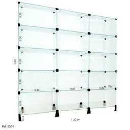Estante de Vidro Modulado - 1,50 x 1,60 x 0,30 - 1