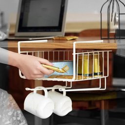 ORGANIZADOR ARMARIO MESA GUARDA ROUPA EM METAL PRATELEIRA PORTATIL GANCHO PORTA CANECAS XICARAS - 2