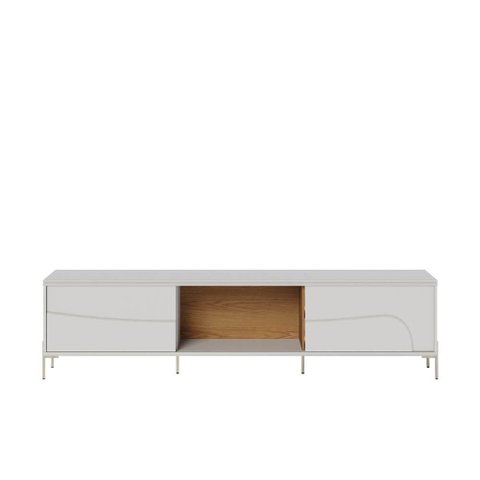 Rack Bancada Amalfi Pés de Metal para Tv até 75 Polegadas Off White Matte Freijó Colibri