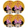 Jogo 4 Pratos Rasos Melamina Refeição Infantil Minnie 20cm - Tuut - 1