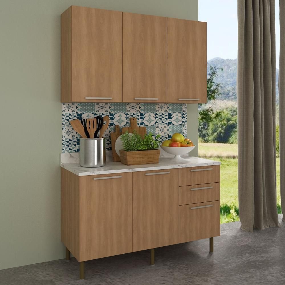 Cozinha Compacta com Armário e Balcão com Tampo 120cm Multimóveis