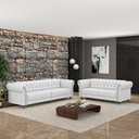 Ver imagem 1 de Conjunto de Sofá Sala de Estar Stanford Chesterfield 2 e 3 Lugares 180cm/260cm Pés Madeira Couro Bra