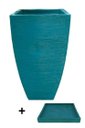 Ver mais imagens de Kit Vaso Planta + Prato 90x45 Moderno Trapézio Polietileno BGPLASTICOS AZUL TURQUESA 018