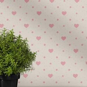 Papel de Parede Autocolante Corações Rosa Teen Menina Lavável
