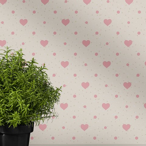 Papel de Parede Autocolante Corações Rosa Teen Menina Lavável