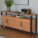 Ver imagem 2 de Aparador Buffet para Sala de Jantar 4 Portas Industrial Suria D03 Freijó Preto Fosco - Lyam Decor