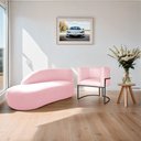 Ver imagem 2 de Kit Divã Luna 185cm Lado Esquerdo e 01 Poltrona Base de Ferro Preto Suede Rosa Bebe