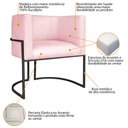 Ver imagem 6 de Kit Divã Luna 185cm Lado Esquerdo e 01 Poltrona Base de Ferro Preto Suede Rosa Bebe