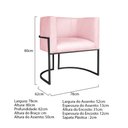 Ver imagem 5 de Kit Divã Luna 185cm Lado Esquerdo e 01 Poltrona Base de Ferro Preto Suede Rosa Bebe
