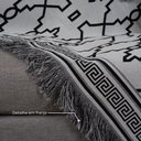 Ver imagem 6 de Kit Xale para Sofá Franja Grécia Tecido Jacquard Almofadas Cheias 5 Peças Preto