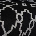 Ver imagem 4 de Kit Xale para Sofá Franja Grécia Tecido Jacquard Almofadas Cheias 5 Peças Preto