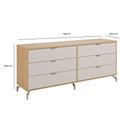 Ver imagem 6 de Cômoda 6 Gavetas Pés em Aço Carbono Design Moderno 178cm Glow Carvalho com Off White Fosco