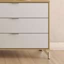 Ver imagem 3 de Cômoda 6 Gavetas Pés em Aço Carbono Design Moderno 178cm Glow Carvalho com Off White Fosco