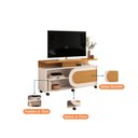 Ver imagem 3 de Rack para Sala Bancada 136cm Portas Deslizante e Rodizios Olina Cinamomo/Off White H01- D'Rossi