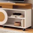Ver imagem 7 de Rack para Sala Bancada 136cm Portas Deslizante e Rodizios Olina Cinamomo/Off White H01- D'Rossi