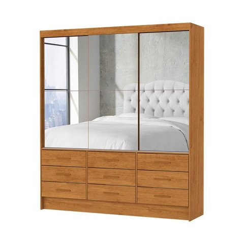 Guarda Roupa 9 Gavetas 3 Portas Espelhado Sunset-grand Line