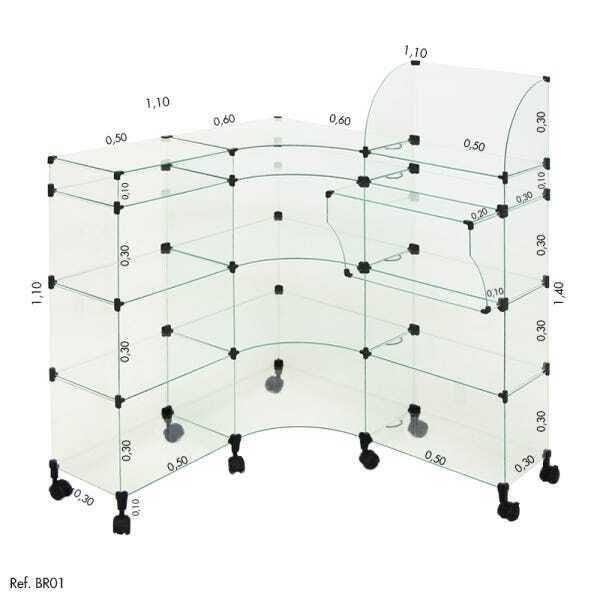 Balcão L Modulado com Caixa e Rodízio 1,10 x 1,10 x 1,10