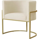 Ver imagem 2 de Kit 2 Poltronas Decotativas Base Metal Gold para Sala Jantar Estar Recepção Clínica Consultório Bege