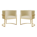 Ver imagem 1 de Kit 2 Poltronas Decotativas Base Metal Gold para Sala Jantar Estar Recepção Clínica Consultório Bege