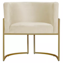 Ver imagem 4 de Kit 2 Poltronas Decotativas Base Metal Gold para Sala Jantar Estar Recepção Clínica Consultório Bege