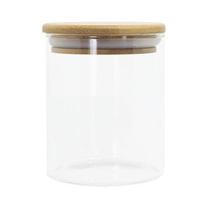 Pote de Vidro com Tampa de Bambu Oikos 400ml Hermético Redondo