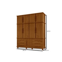 Guarda Roupa Londres Triplex 4 Portas 6 Gavetas com Maleiro Luapa Móveis - 4