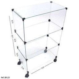 Balcão de Atendimento Modulado em Vidro com Rodízios - 0,60 x 1,00 x 0,30 - 1