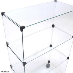 Balcão de Atendimento Modulado em Vidro com Rodízios - 0,60 x 1,00 x 0,30 - 3