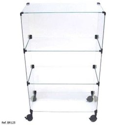 Balcão de Atendimento Modulado em Vidro com Rodízios - 0,60 x 1,00 x 0,30 - 2