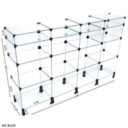 Balcão de Atendimento Modulado em Vidro com Porta Bijuteria - 1,60 x 1,00 x 0,30 - 1