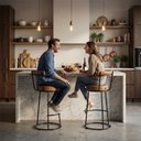 Ver imagem 2 de Kit 02 Banquetas Alta para Cozinha Área Gourmet Miami Couríssimo Amarula - Abmaza