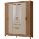 Ver imagem 1 de Guarda Roupa Casal Espelho 7p 165 Cm Malta Carvalho Fendi Friso Moval