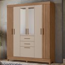 Ver imagem 2 de Guarda Roupa Casal Espelho 7p 165 Cm Malta Carvalho Fendi Friso Moval