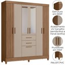 Ver imagem 4 de Guarda Roupa Casal Espelho 7p 165 Cm Malta Carvalho Fendi Friso Moval