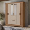 Ver imagem 7 de Guarda Roupa Casal Espelho 7p 165 Cm Malta Carvalho Fendi Friso Moval
