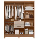 Ver imagem 5 de Guarda Roupa Casal Espelho 7p 165 Cm Malta Carvalho Fendi Friso Moval