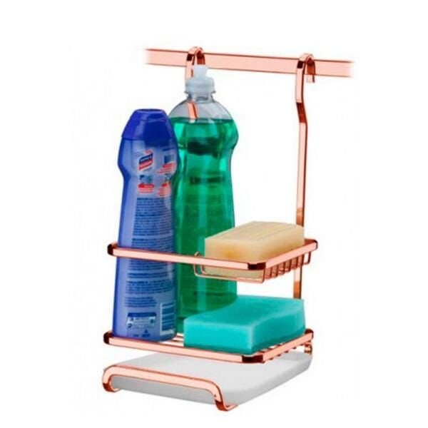 Suporte para Sabão, Detergente e Esponja em Aço Cromado Rose Gold - 1