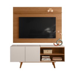 Painel para Tv Maia com Rack Aldan - Colibri Móveis - Freijó/off White - 2