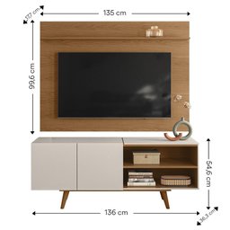 Painel para Tv Maia com Rack Aldan - Colibri Móveis - Freijó/off White - 6