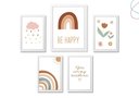 Ver imagem 1 de Kit 5 Quadros Decorativos Arco-íris Boho Escandinavo:branca