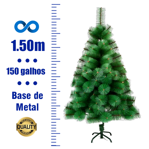 Árvore de Natal Modelo Pinheiro Luxo Canadense 1.50m 150 Galhos Verde Base de Metal - 2