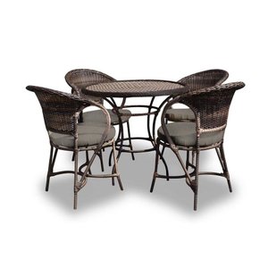 Conjunto de Mesa Fibra Sintética Arcobalena - 4 Poltronas + 1 Mesa - Tecido Duna Fendi