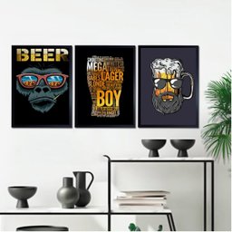 Kit 3 Quadros Decoração Bar Barbearia Beer Boy 24x18cm:madeira Branca - 1 Kit 3 Quadros Decoração Bar Barbearia Beer Boy 24x18cm:madeira Branca - 1
