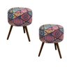 Combo 02 Puffs Banqueta Redonda Suede Estampado Mandala Preto - DS Estofados - 1