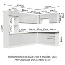 Ver imagem 4 de Armário de Cozinha Completa de Canto 100% MDF 479cm Frentes Branco Brilho Acordes Madesa 03