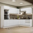 Ver imagem 1 de Armário de Cozinha Completa de Canto 100% MDF 479cm Frentes Branco Brilho Acordes Madesa 03