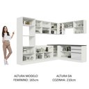 Ver imagem 6 de Armário de Cozinha Completa de Canto 100% MDF 479cm Frentes Branco Brilho Acordes Madesa 03